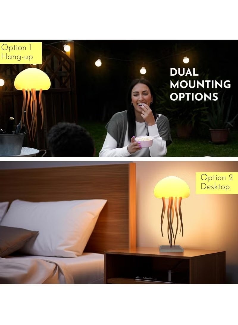 إيزي شوب مصباح على شكل قنديل بحر عائم، تحكم صوتي، تدرج ألوان RGB، مجسات متحركة، مصباح طاولة بجانب السرير، قابل لإعادة الشحن، مستشعر لمس، مصباح LED معلق على شكل قنديل بحر راقص، مناسب للأطفال والكبار - Image 4